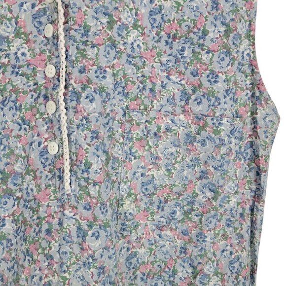VTG Sleeveless Ditsy Floral Cottagecore Dress Medium Flower Power Prairie medium - Picture 2 of 4